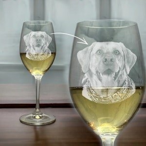 Personalized Wine Glass Gift for Dog Mom - Engraved Pet Memorial Gifts from Photo, white wine, pet memorial gift, pet memorial items