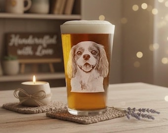 Custom Engraved Pint Glass with Your Dog's Photo - Personalized Gift for Pet Owners