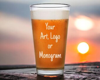 Custom Engraved 16 oz Pint Glass – Personalized Beer Glass, Create Your Own Design, Company Gifts for Him/Her
