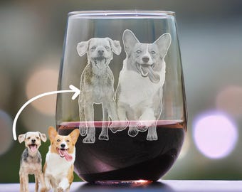 Custom Pet Portrait Wine Glass – Personalized Dog Cat Glassware, Unique Gift for Pet Lovers