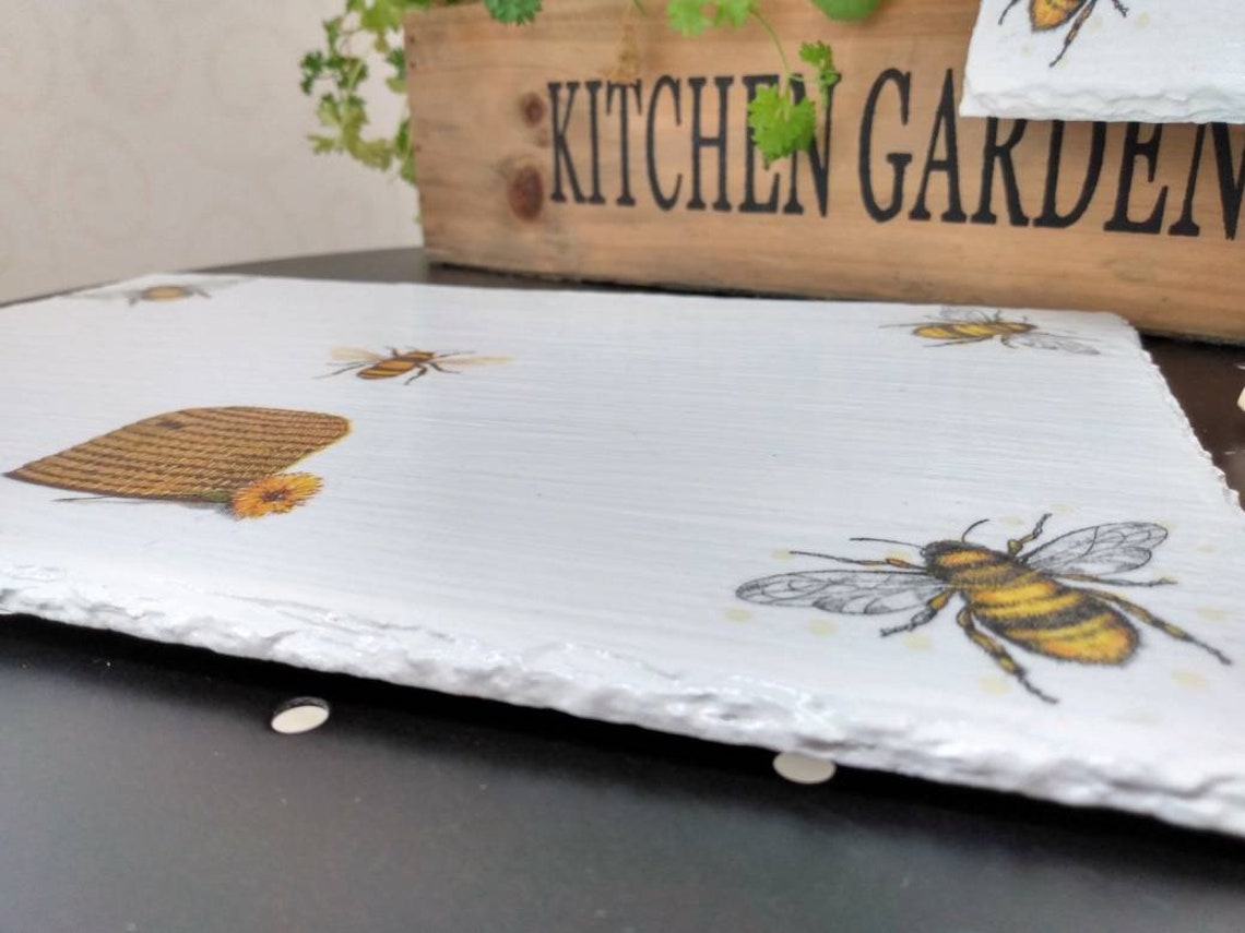 Bee placemat set Slate placemats Dining set Country Etsy