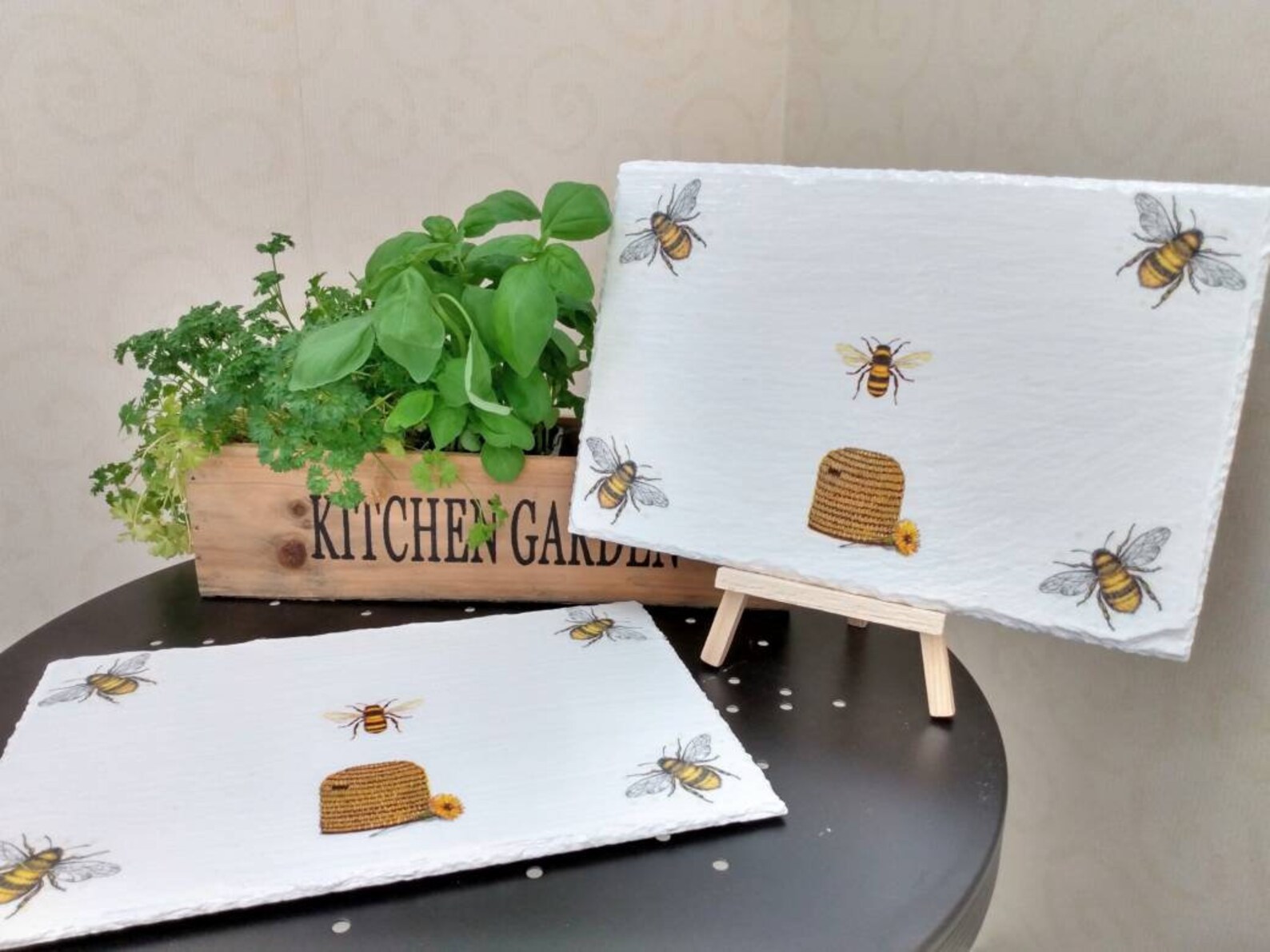 Bee placemat set Slate placemats Dining set Country Etsy