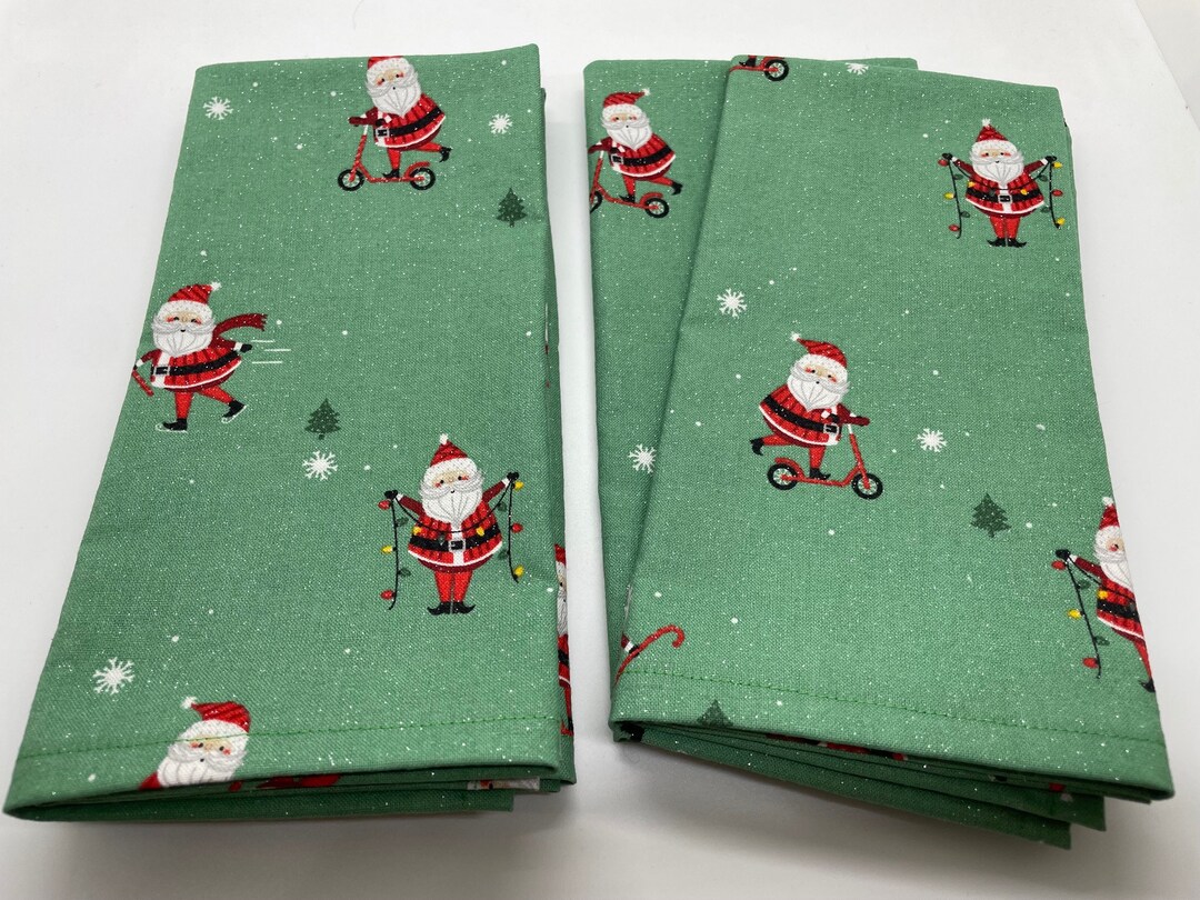 Silly Santas Cloth Napkins set of Four Etsy
