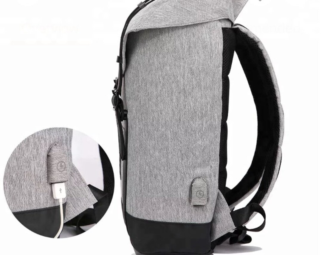 USB Backpack, Grey, Black, Waterproof, Laptop Compartment, Unisex ...
