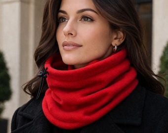 Polaina de cuello de lana roja/cordones ajustables de redecilla, sexo uni