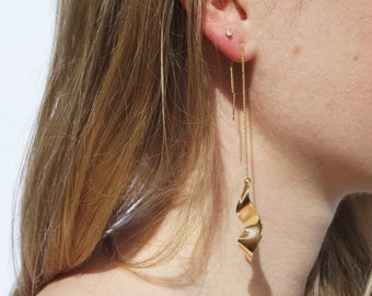 Gold threader earrings - Teardrop earrings - Gold chain earrings - Ear threaders - Handmade in the UK - Olany