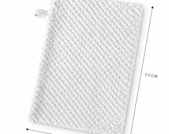 White Cotton Wash Mitt, Reusable Soap Pouch, Gentle Exfoliating Bath Glove