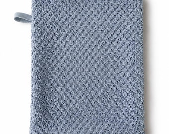 Blue Cotton Exfoliating Bath Mitt, Reusable Eco-Friendly Shower Sponge