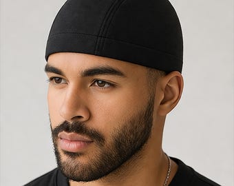 Vintage Brand New Y2K Black Loose Cotton Distressed Shabby Beanie