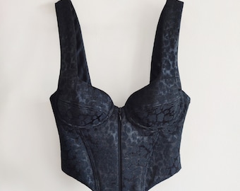 Corsé - Top tipo bustier - Estampado de leopardo - Talla ajustable - Hecho en el Reino Unido - Olany