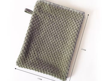 Guante de lavado de algodón suave, bolsa de jabón beige, guante de lavado, bolsa de jabón, franela de baño