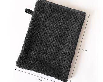 Guante de lavado de algodón suave, bolsa de jabón negra, guante de lavado, bolsa de jabón, franela de baño