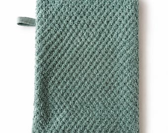 Green Cotton Exfoliating Bath Mitt, Reusable Eco Friendly Shower Sponge