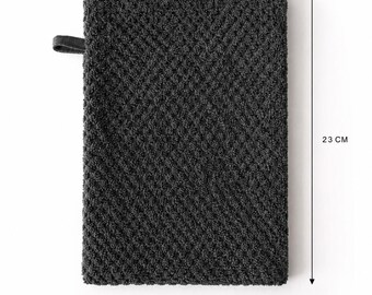 Black Cotton Wash Mitt, Reusable Soap Pouch, Gentle Exfoliating Bath Glove