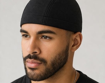 Gorro negro para hombre, gorro de ciclista, gorro de motociclista, pañuelo para la cabeza