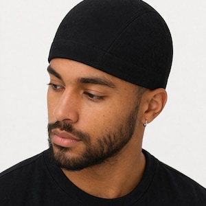 Bonnet court noir pour hommes, bonnet de cavalier, bonnet de cycliste, bonnet de do-rag