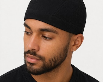 Gorro corto negro para hombre, gorro de ciclista, gorro de motociclista, pañuelo para la cabeza