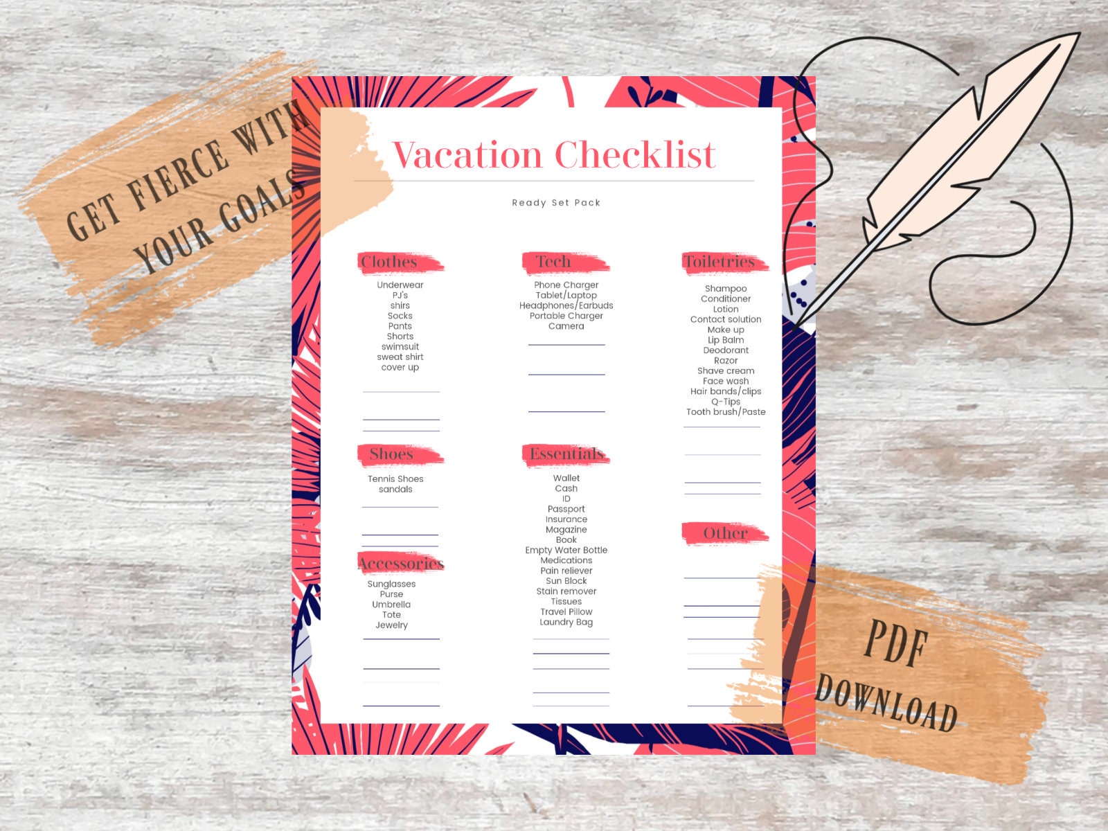 packing list printable vacation planning holiday organizer