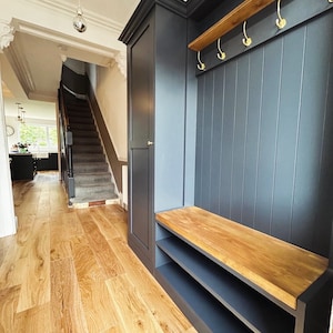 Handmade Compact Mudroom Bench with Shoe Storage & Coat Rack image 3