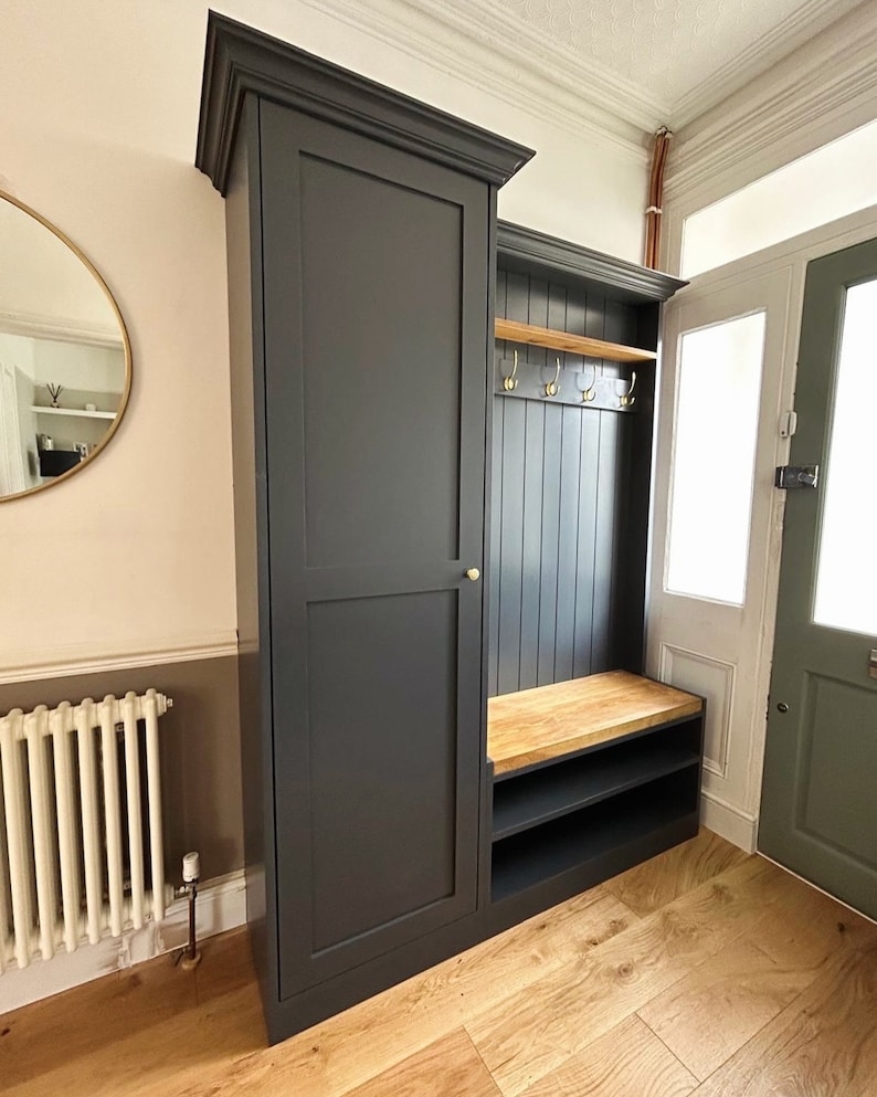 Handmade Compact Mudroom Bench with Shoe Storage & Coat Rack image 1