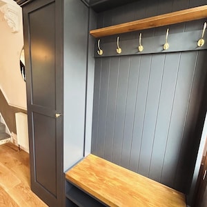 Handmade Compact Mudroom Bench with Shoe Storage & Coat Rack image 4