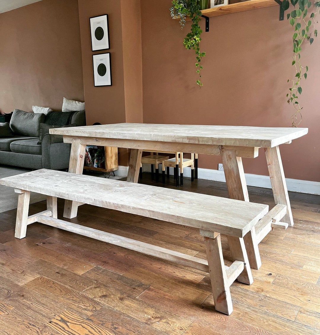 Handmade Rustic A-frame Wooden Dining Table & Bench - Etsy UK