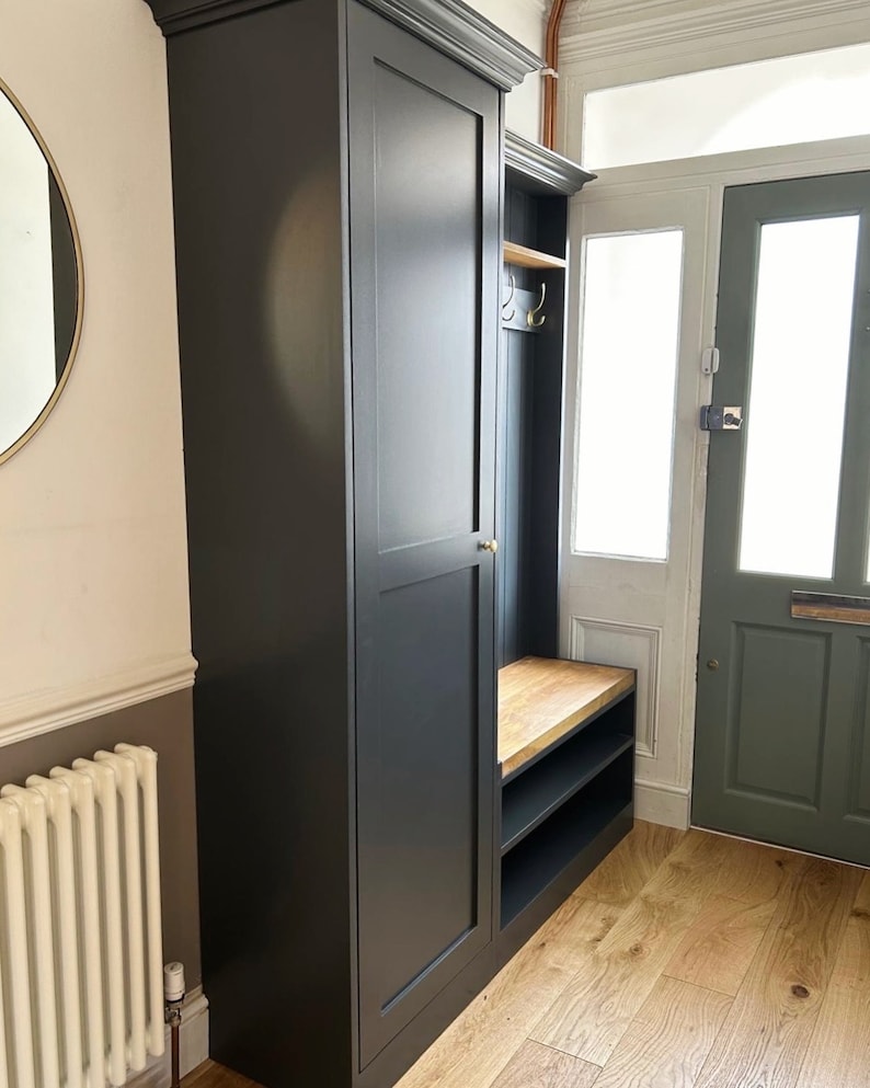 Handmade Compact Mudroom Bench with Shoe Storage & Coat Rack image 2