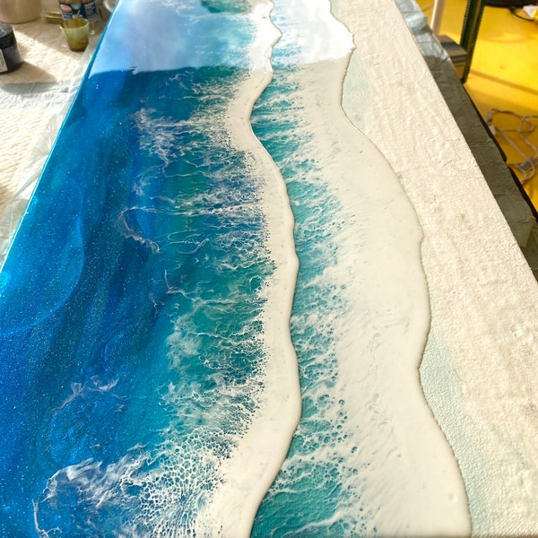 Made-To-Order Panoramic Ocean Beach Resin Painting