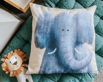 Evie the Elephant Nursery Cushion Cover - Safari Theme Scandi Cushion Cover for Childrens Bedrooms & Nurseries