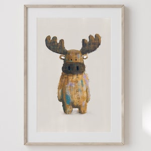 Impresión de alce para guardería (neutra) / Estampado animal / Decoración de guardería / Guardería de bosque / Guardería escandinava / Arte de pared para guardería /