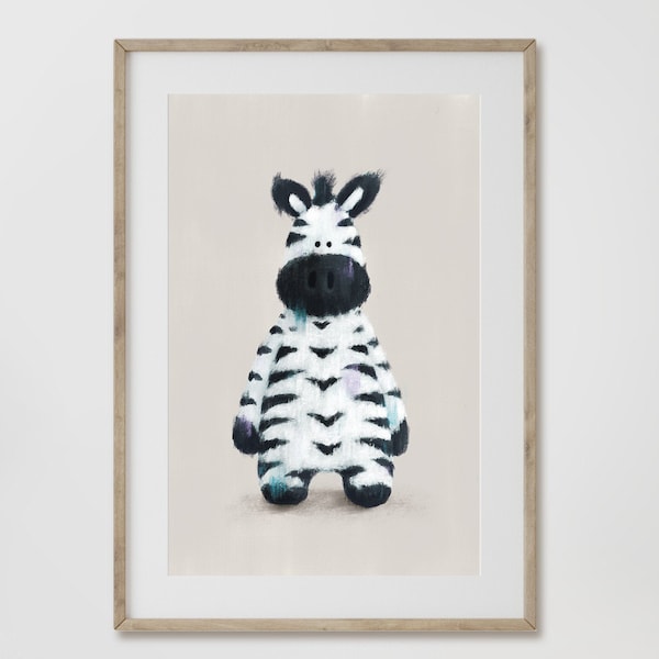 Zara the Zebra Neutral Nursery Print | Zebra Print | Scandi Nursery Print | Safari Nursery | Safari Nursery Wall Art | Zebra Wall Art