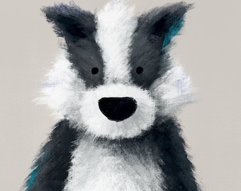 Badger Nursery Print - Childrens Woodland Nursery Print | Scandi style Badger wall-art | Baby Badger Print | Little badger Nursery Art