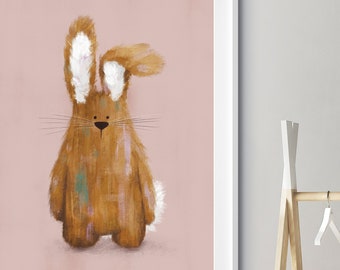 Florence the Bunny Nursery Print | Girl Bunny Nursery Wall Art | Scandi Bunny Print