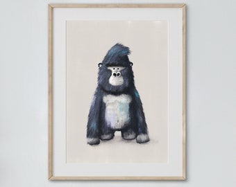 Gorilla Nursery Print - Scandi Jungle Safari Wall Art
