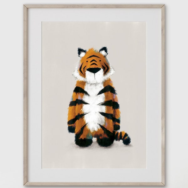 Tiger NeutralEs Kinderzimmer Print - Dschungel Motiv Scandi Wandkunst für Kinderzimmer & Babyzimmer | Dschungel Safari Theme Dekor