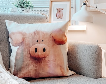 Parker the Pig Children's Cushion Cover - Little Piggy Farmyard Theme Cushion Cover for Children's Bedroom or Nursery