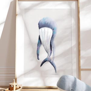 Whale Nursery Print: Hand-Illustrated Under the Sea Wall Art