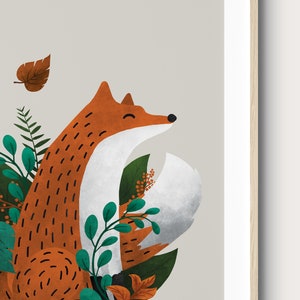 Scandi Woodland Nursery Prints Fox & Hare Neutral Nursery Prints Set of Two Woodland Wall Decor Forrest Nursery Prints Fox Wall-Art image 3