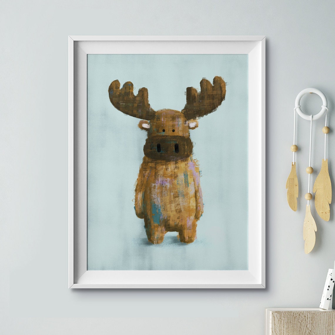 Moose Nursery Print Animal Print Nursery Decor Woodland Etsy