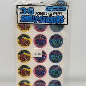 NEUE Vintage 80er Jahre Gordy Scratch & Sniff Stickers - 6 Verschiedene Düfte Candy Soda