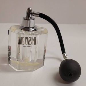 Vtg Oleg Cassini Cut Cynlinder Crystal Perfume Bottle Atomizer Works