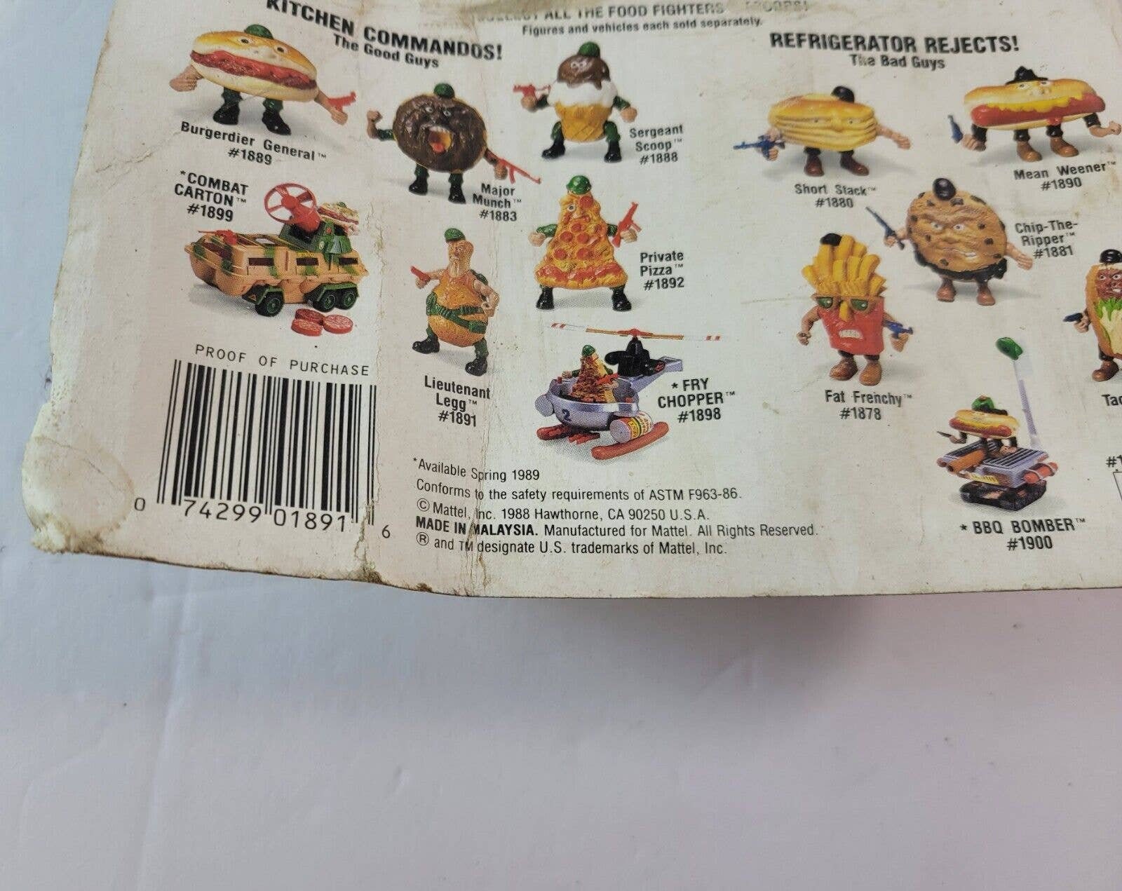 Emballage Food Fighters - MATTEL - 1989 - Packaging Uniquement - Carton