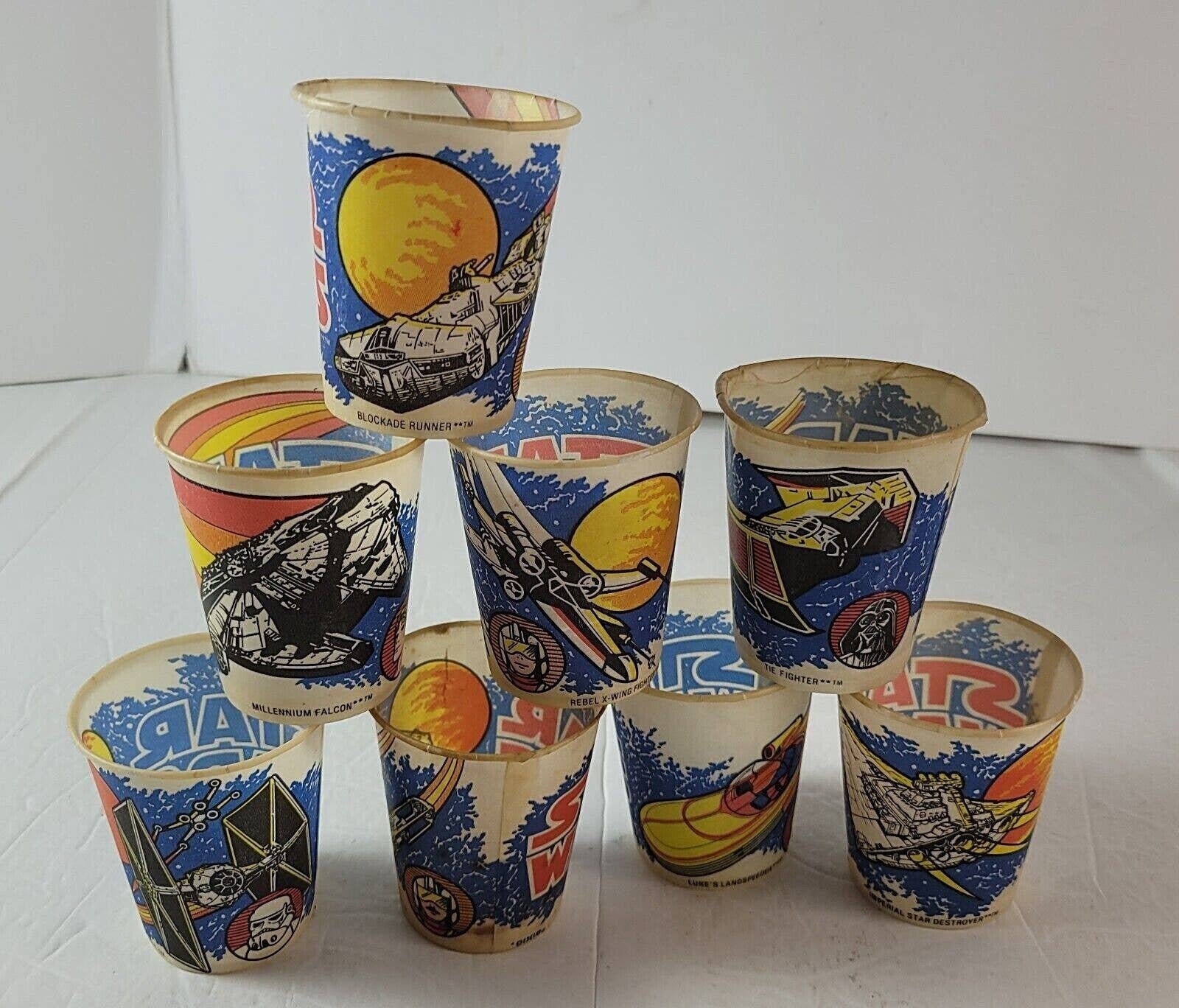 Vintage Star Wars Dixie Cups 1970s W/ Space Ships X-wing Tie