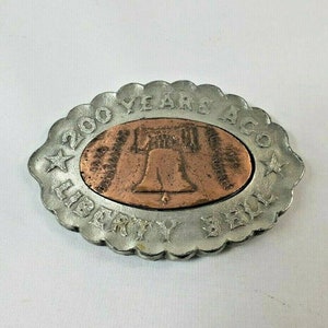 Vintage Bergamot Brass Works LIBERTY BELL Bicentennial Belt Buckle Y-37 1976 USA