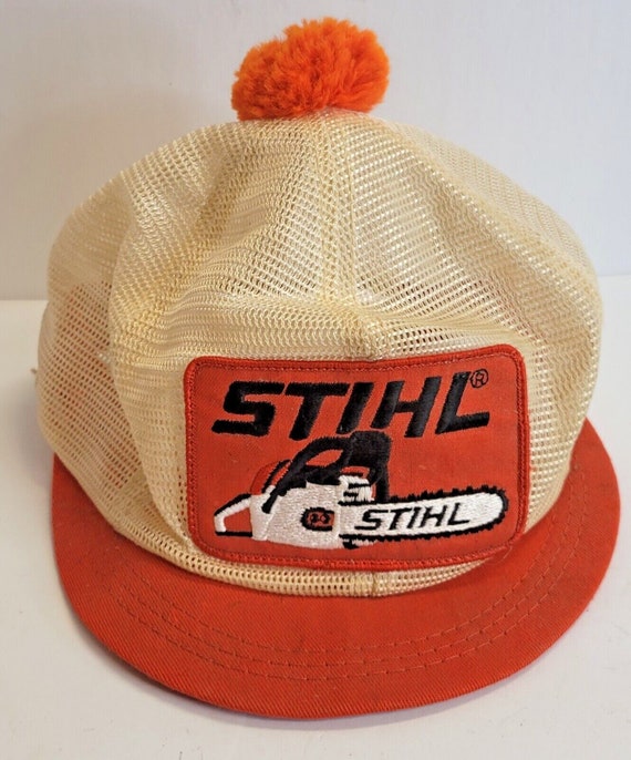 Vtg Stihl Trucker Hat Snapback Hat Short Bill Puf… - image 1