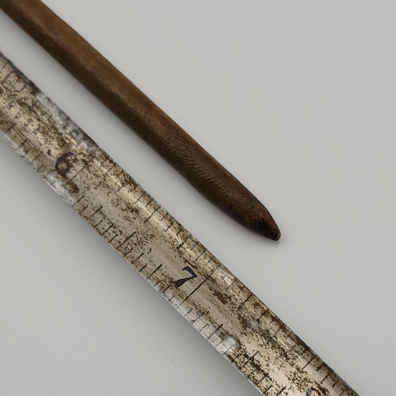 Vintage Hair Stick Hairpin Knitting Needle Wand Carved Wood 