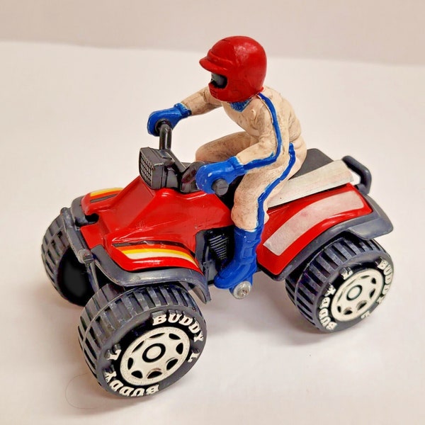 Vintage Four-Wheeler Quad ATV w/ Rider Buddy L Metal Plastic 1984