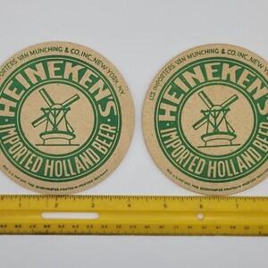 Lote de 2 porta-copos vintage Heineken importados da Holanda, cerveja belga, 4" Heineken imagem 6
