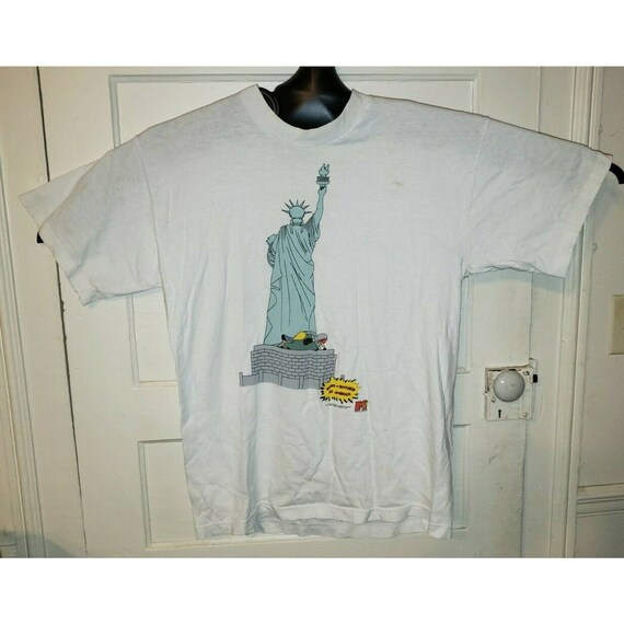 Vintage 1996 Beavis and Butthead T Shirt Size XL 90s NYC Statue of 