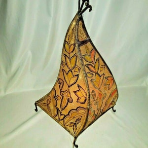 Vintage Mid Century RAW HIDE Shade Segelkegel Mosaik Design Lampe Gusseisen WERKE
